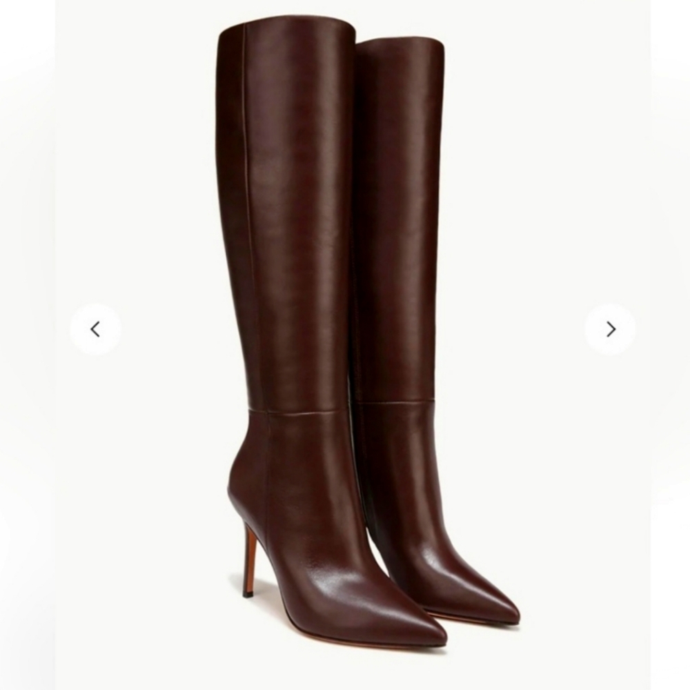 Veronica Beard Lisa leather tall boots 8 Espresso NIB